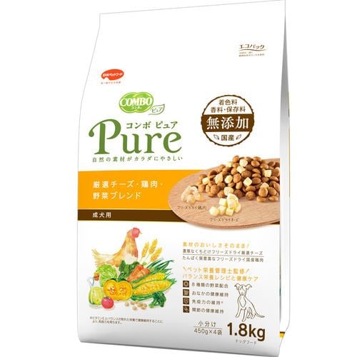 日本ペットフード COMBO Pure 厳選チーズ・鶏肉・野菜ブレンド 成犬用 1.8kg