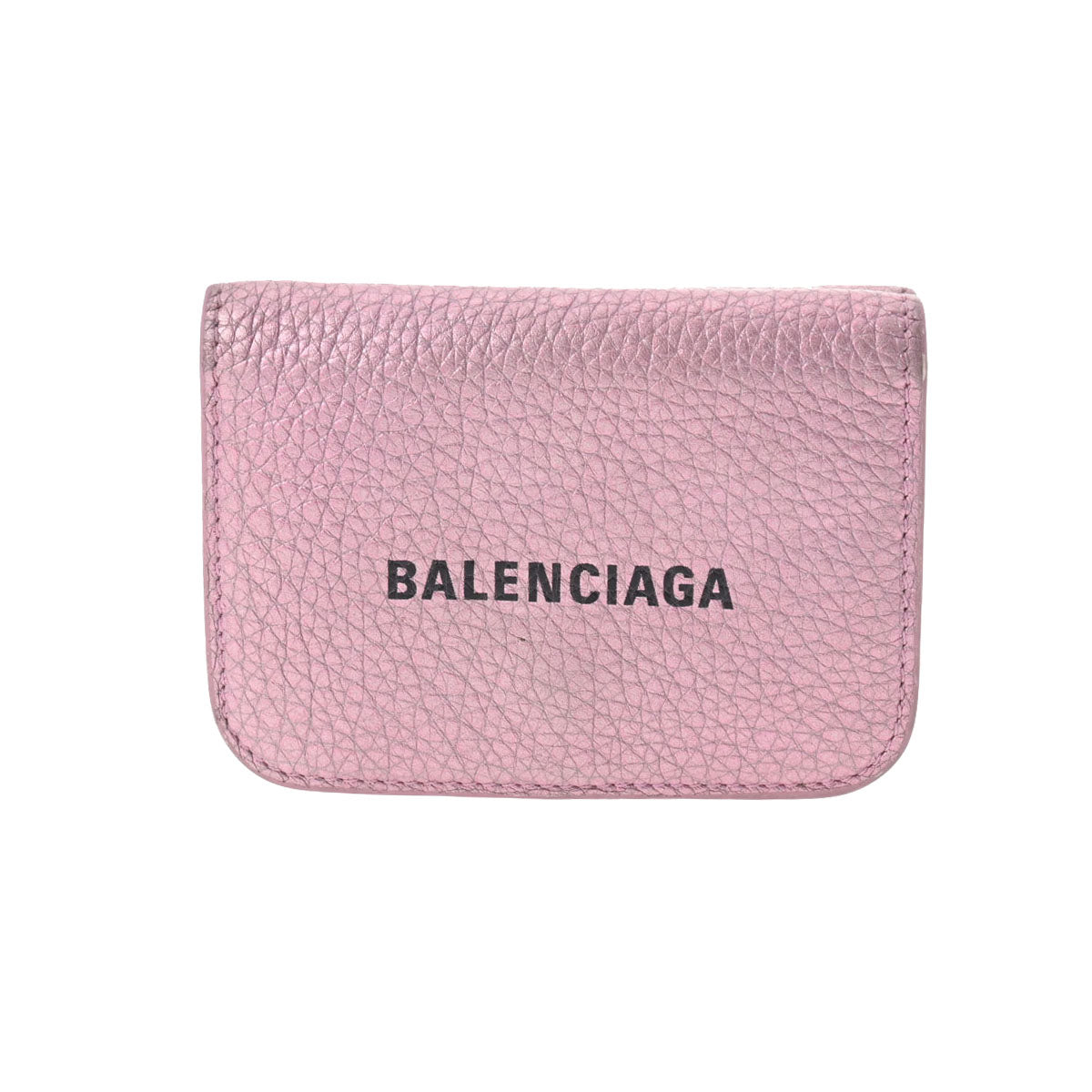 BALENCIAGA バレンシアガ キャッシュ ミニウォレット メタリックピンク 593813 レディース レザー 三つ折り財布 Bランク 中古 