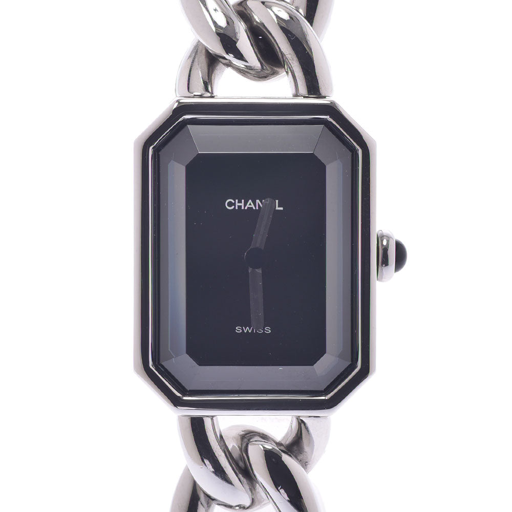 CHANEL シャネル プルミエール サイズM レディース SS 腕時計 クオーツ 黒文字盤 Aランク 中古 