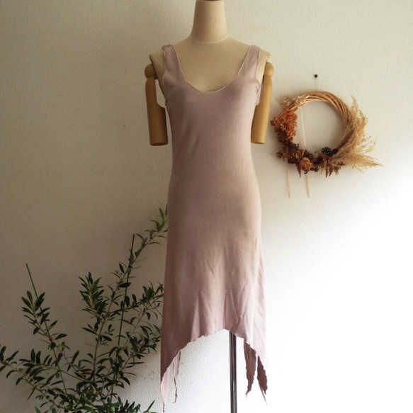 organic cotton Lakshmi dress　べんがら色