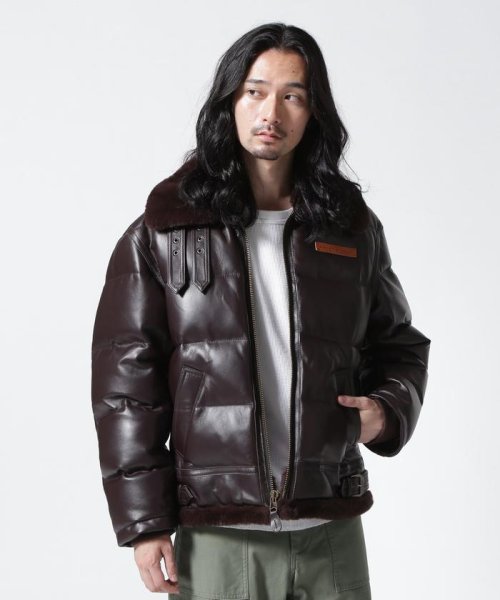 LEATHER DOWN BOMMER JACKET / レザー ダウン ボマー ジャケット