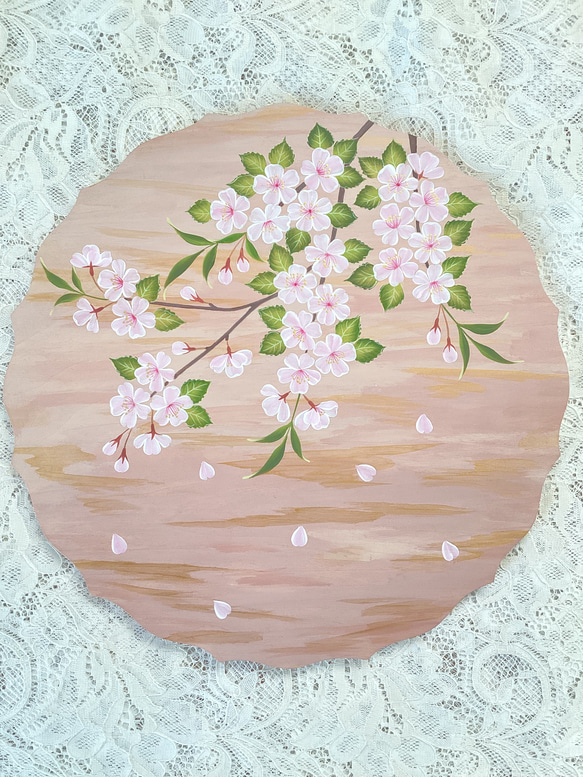 朝焼けに映える桜　トールペイント