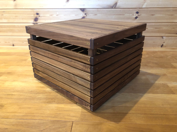 wood storage box【walnut】(収納/ボックス/ストレージ/テーブル/キャンプ/アウトドア) 棚・シェルフ・ラック