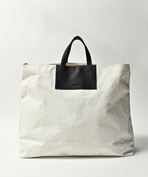 【Km】【AP2319004】【it】【ADAMPATEK】shrink leather combi big tote bag/キャンバスxレザービッグショルダ