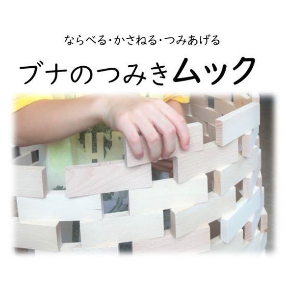 大人気！家族で遊べる積み木！ムック 1×３×９ｃｍの無限積み木200ピース　積み木遊びも、ドミノ遊びも！　木箱セット