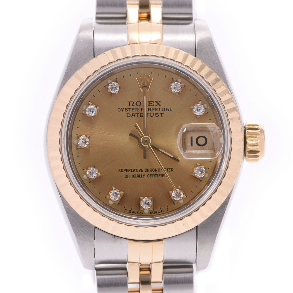 ROLEX ロレックス デイトジャスト 10Pダイヤ  69173G レディース YG/SS 腕時計 自動巻き シャンパン文字盤 ABランク 中古 