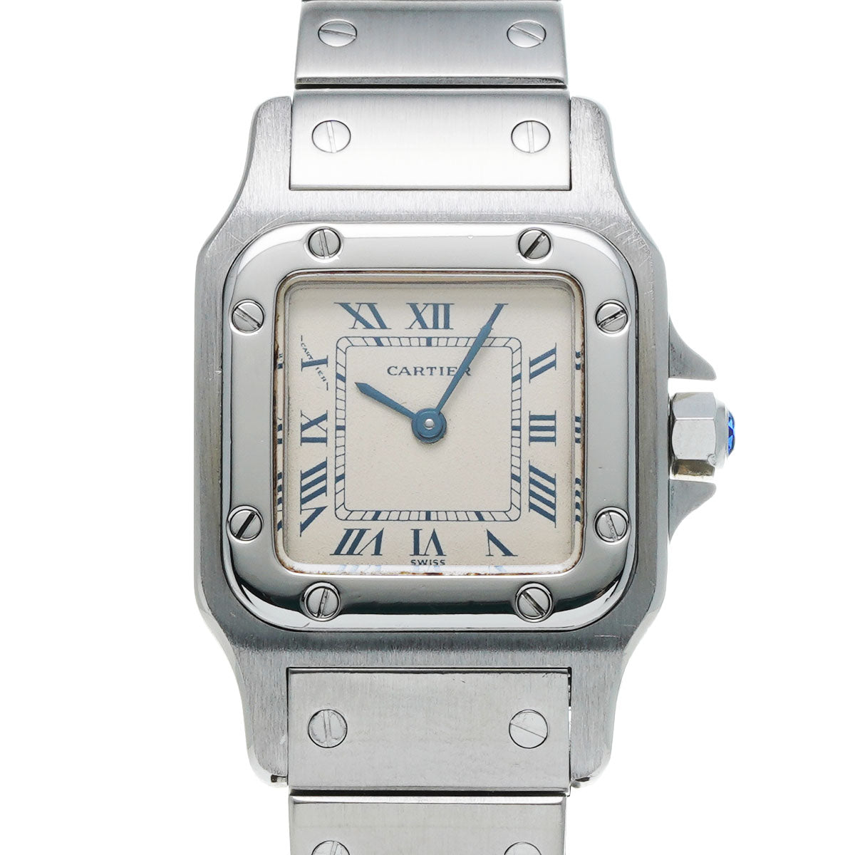 CARTIER カルティエ サントスガルベ SM W20017D6 レディース SS 腕時計 クオーツ アイボリー系文字盤 Aランク 中古 