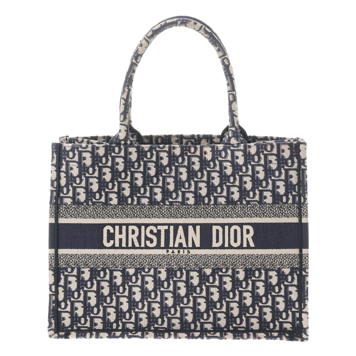 CHRISTIAN DIOR クリスチャンディオール オブリーク ブックトート ミディアム ネイビー レディース キャンバス トートバッグ ABランク 中古 