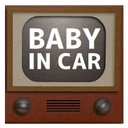 レトロテレビ デザイン風 BABY IN CAR カー マグネットステッカー