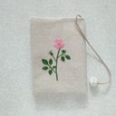 文庫本刺繍のブックカバー　薔薇