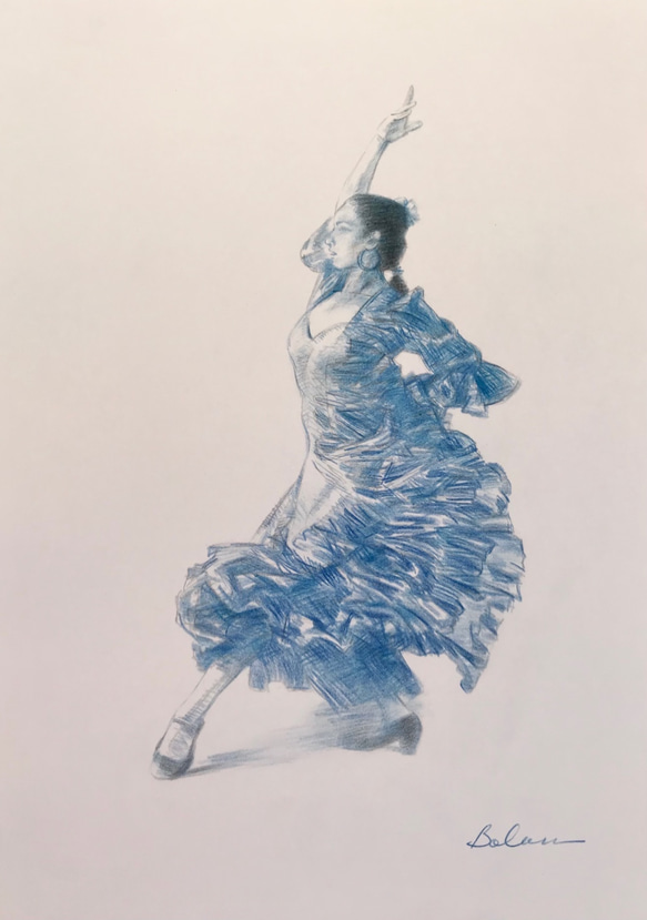 『 flamenco 1３ 』原画のみ　＃アート＃原画＃＃絵画＃カラーペンシル＃フラメンコ＃ダンサー＃クラッシック