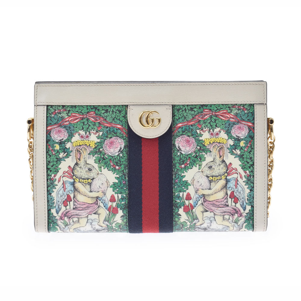 GUCCI グッチ オフディア スモール ヒグチユウコ チェーン 日本限定 ベージュ系 ゴールド金具 レディース キャンバス ショルダーバッグ Bランク 中古 