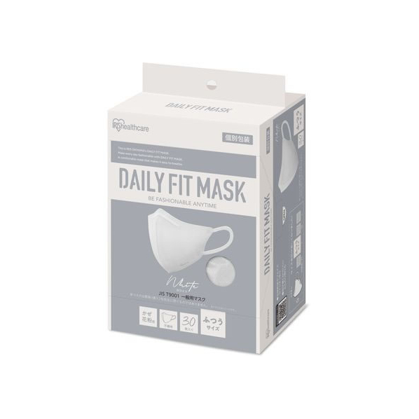 アイリスオーヤマ DAILYFITMASK立体 ふつう 30枚入 ホワイト FCU8464-RK-F30SW