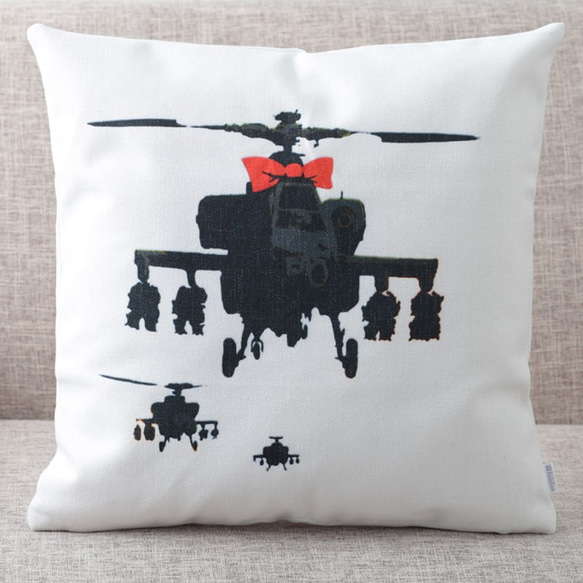 クッションカバー Banksy バンクシー Helicopter Bow jubileecushionba070