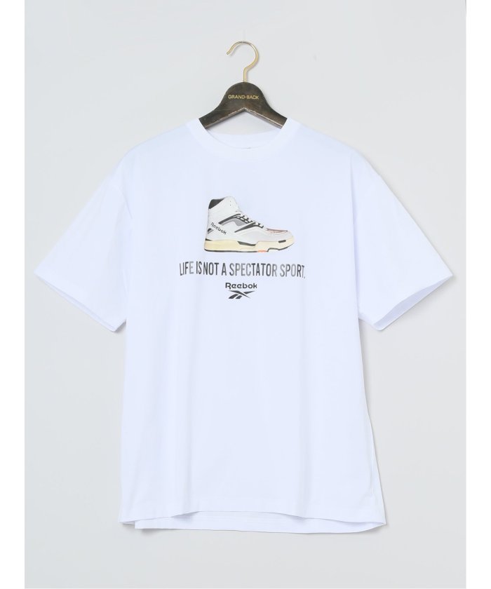 グランバック/【大きいサイズ】リーボック/Reebok メタリックプリント クルーネック半袖Tシャツ