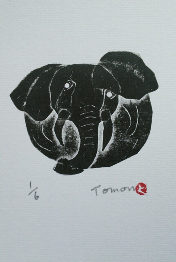 紙版画「ゾウ」(作品のみ)