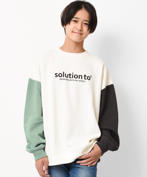 solutionロゴプリント裏起毛トレーナー