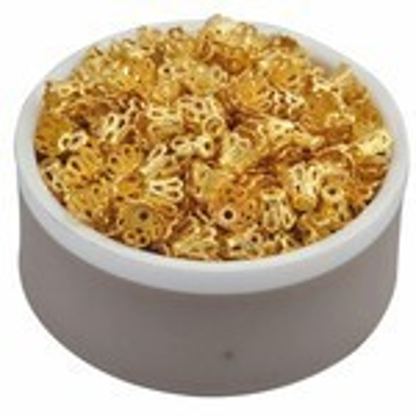 ビーズキャップ*座金*ミニフラワー＊約5×6mm*約200個セット＊ゴールドカラー＊大量＊卸売