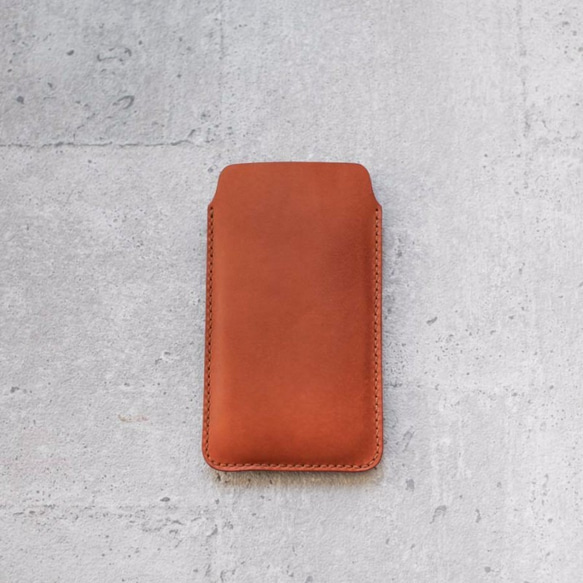 Light Brown iPhone genuine leather sleeve pouch