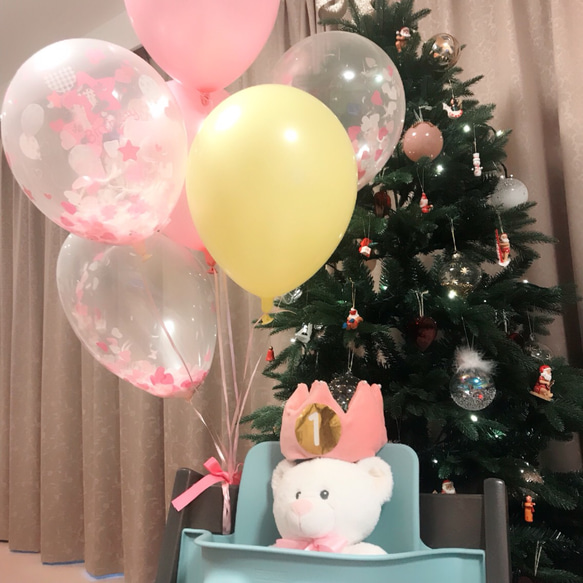 1st birthday baby girlコンフェッティバルーン6個セット