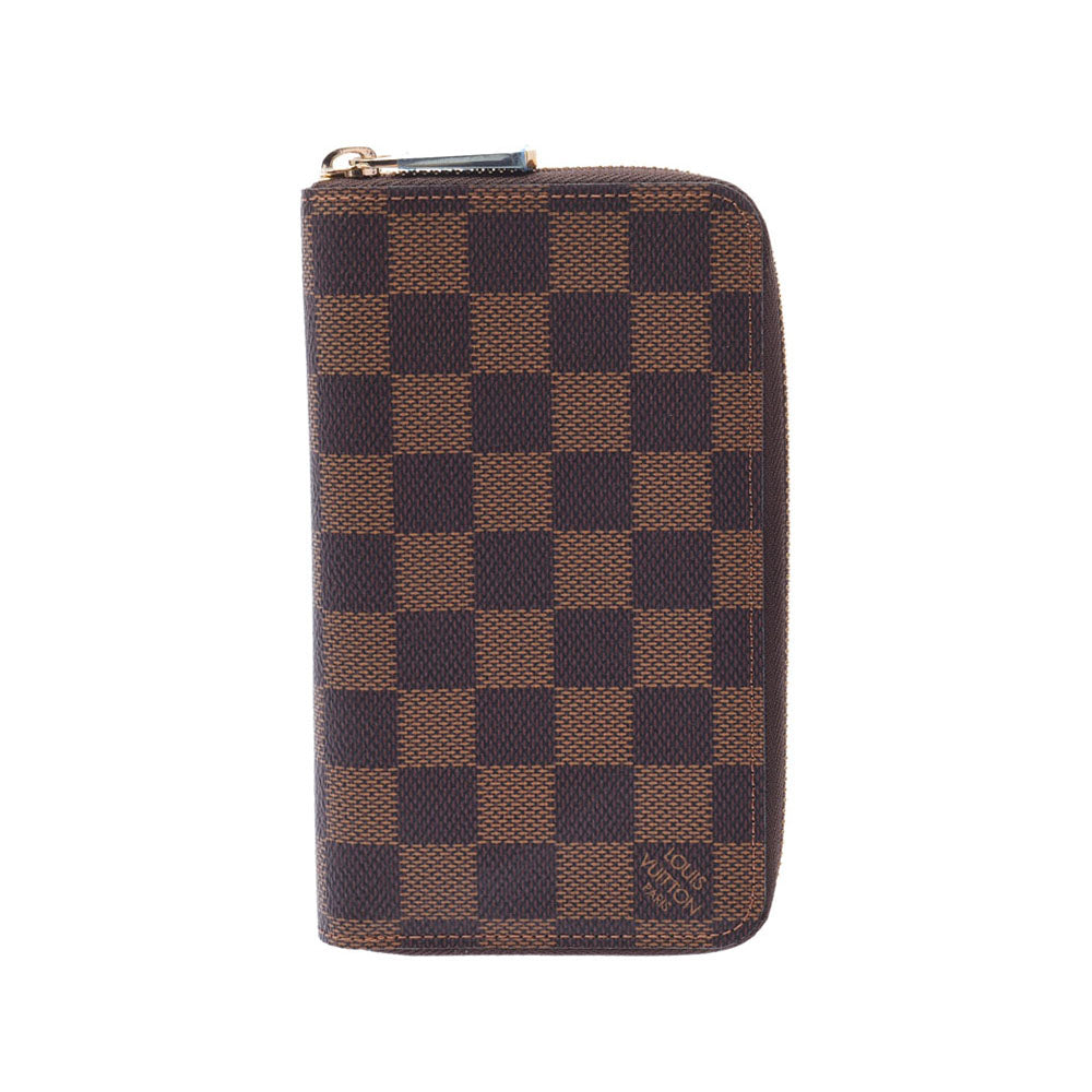 LOUIS VUITTON ルイヴィトン ダミエ ジッピーウォレット コンパクト ブラウン N60028 ユニセックス ダミエキャンバス 二つ折り財布 新同 中古 