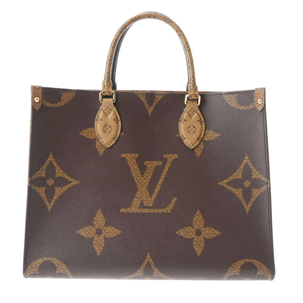 LOUIS VUITTON ルイヴィトン モノグラムジャイアント オンザゴー MM 2WAYトート ブラウン M45321 レディース モノグラムリバースキャンバス ハンドバッグ 新同 中古 