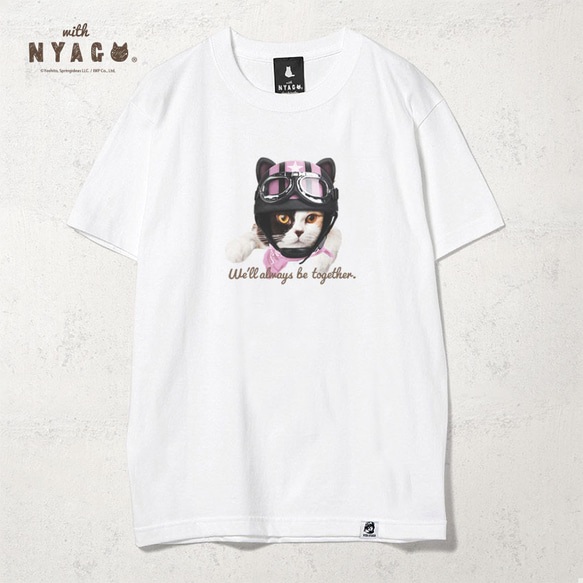 with NYAGO Tシャツ 半袖 ［ ライダー ピンク オスカー 三毛猫 1029 ］