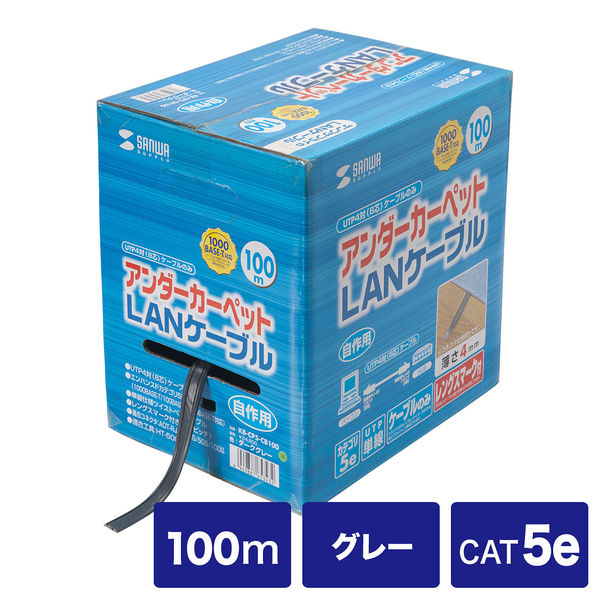 サンワサプライ アンダーカーペットLANケーブルのみ100m KB-CP5-CB100 1本