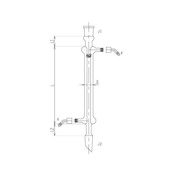 旭製作所 セミ・ミクロ リービッヒ冷却器 ウォーターコネクター仕様 19/22 120mm 3400-120W-3M 1個 65-1838-45（直送品）