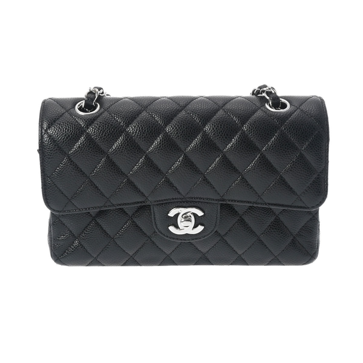 CHANEL シャネル マトラッセ チェーンショルダー 黒 シルバー金具 A01113 レディース キャビアスキン ショルダーバッグ Aランク 中古 