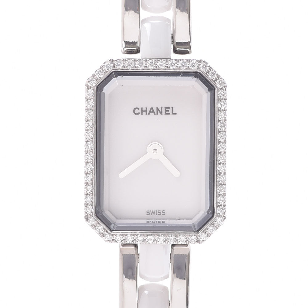 CHANEL シャネル プルミエール ベゼルダイヤ H2132 レディース SS/白セラミック 腕時計 クオーツ シルバー文字盤 Aランク 中古 