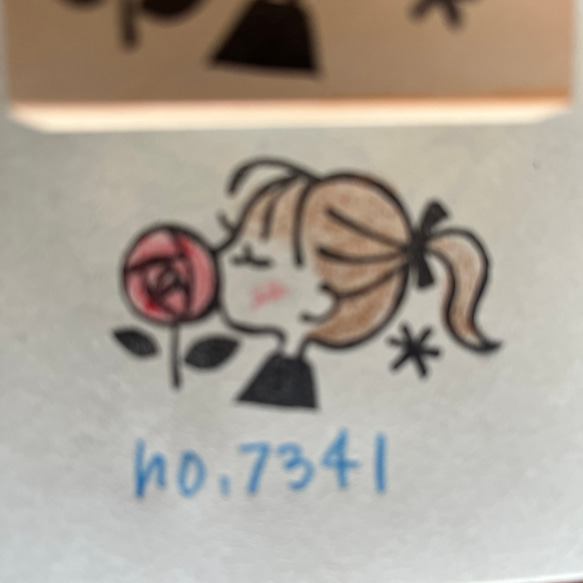 スタンプ　No. 7341バラとポニーテールの女の子