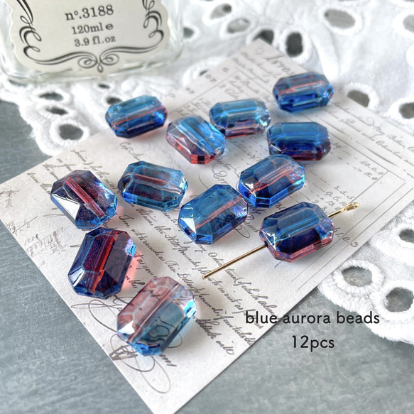 12pcs★beads・blue aurora（アクリルビーズ）