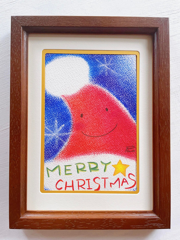 生誕祭【期間限定特別価格】原画　サンタさんの帽子の絵 サンタクロース クリスマスプレゼント Xmasギフト  プレゼント