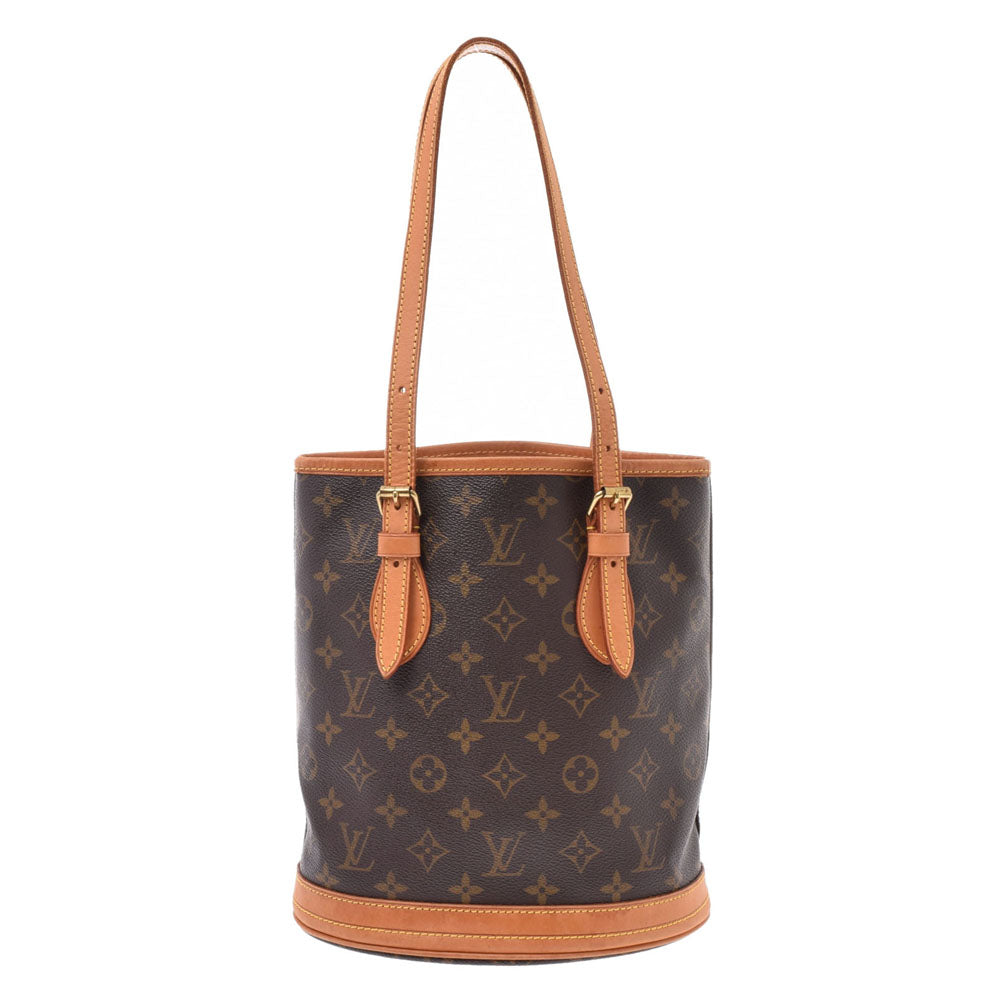 LOUIS VUITTON ルイヴィトンバケットPM ポーチ付  14145 ブラウン ユニセックス モノグラムキャンバス ハンドバッグ M42238  中古