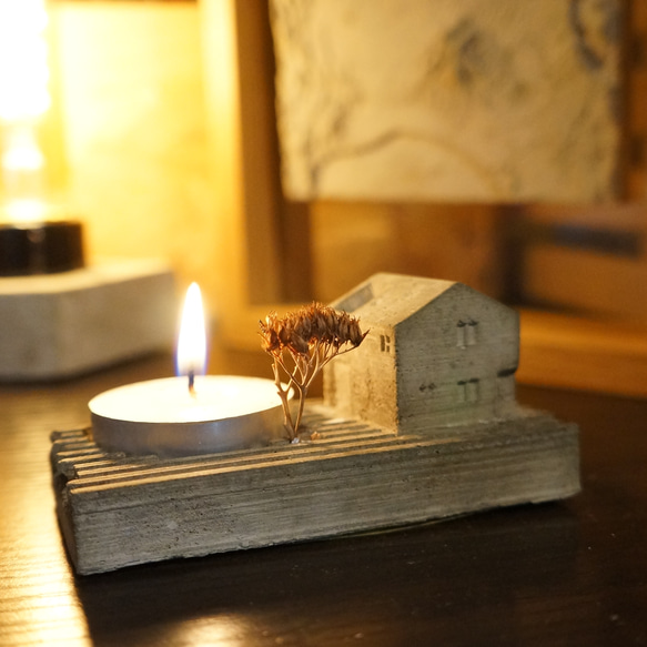 candle holder CASA_A      置物　オブジェ ジオラマ　3Dプリント＋セメント雑貨