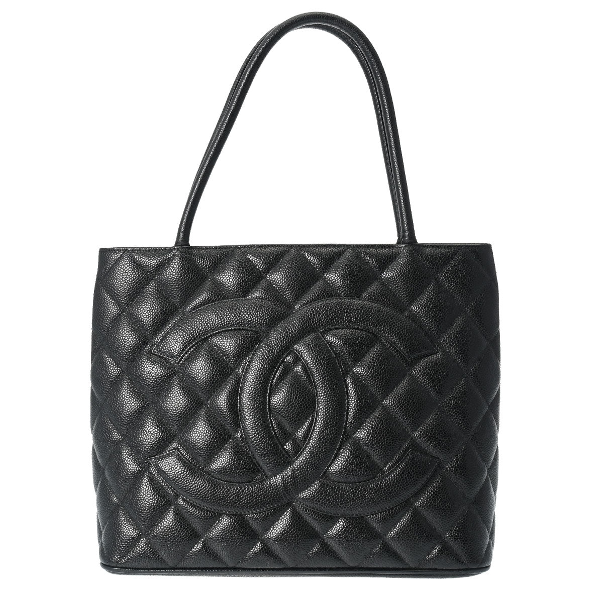 CHANEL シャネル 復刻トート 黒 シルバー金具 A01804 レディース キャビアスキン トートバッグ ABランク 中古 