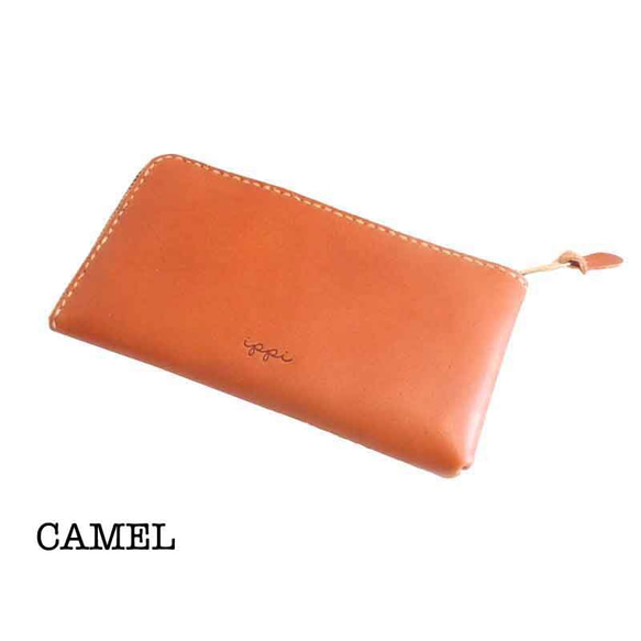 「ippi」『Missile』CAMEL〈ロングウォレット、財布、本革、ナチュラル、カード入れ〉