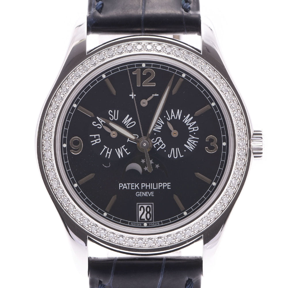 PATEK PHILIPPE パテックフィリップ アニュアルカレンダー ダイヤベゼル 5147G-001 メンズ WG/革/ダイヤ 腕時計 自動巻き Aランク 中古 