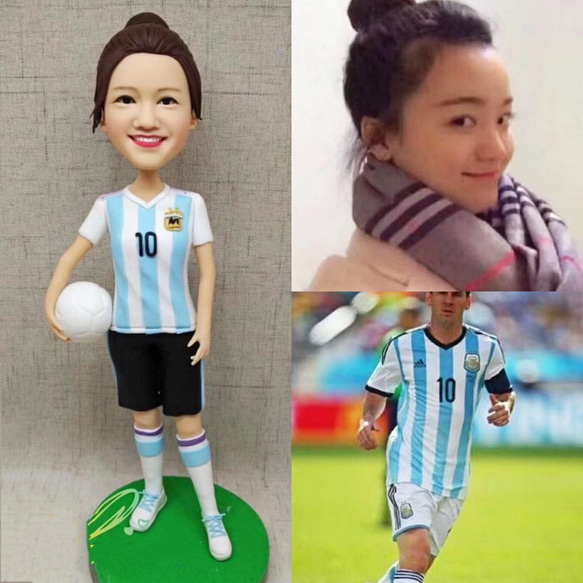 【オーダーメイド】お写真入から 3D 肖像画 似顔絵 人形 フィギュア 彼 彼女 誕生日ケーキトッパー サッカーカップル