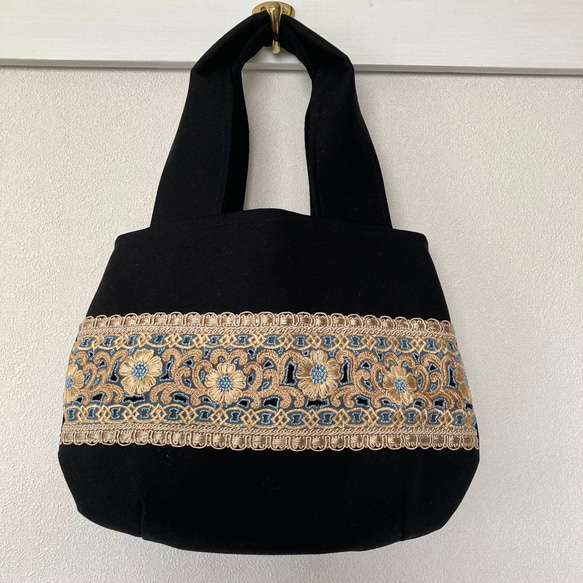 《new》インド刺繍トートバッグ　インド刺繍ミニトートバッグ　インド刺繍ミニバッグ　ウィリアムモリス　Sサイズ