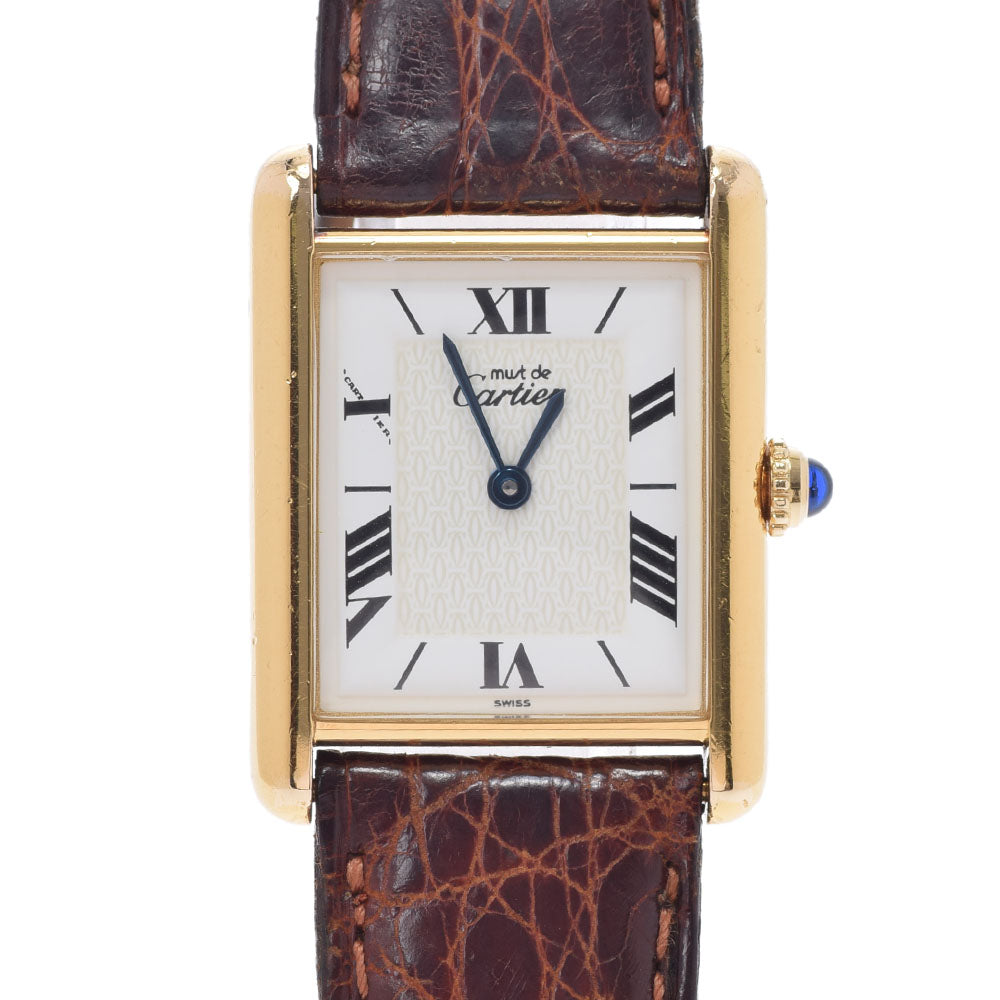 CARTIER カルティエ マストタンク   W1009554 ボーイズ GP/革 腕時計 クオーツ 白文字盤 ABランク 中古 