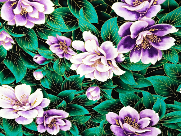 Robert Kaufman 110cm x 50cmずつ切売 - ピーコックガーデン (Flowers/Purple)