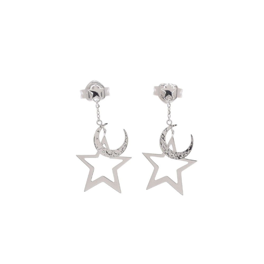 STAR JEWELRY スタージュエリー STAR & MOON ピアス ユニセックス K18WG ピアス Aランク 中古 