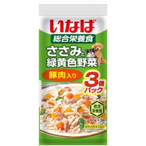 いなばペットフード いなば ささみと緑黄色野菜 豚肉入り 60g×3袋