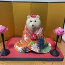 しろくま貯金箱  (11) ひな祭り　お着物&つまみ細工ネックレス&花冠　のセット