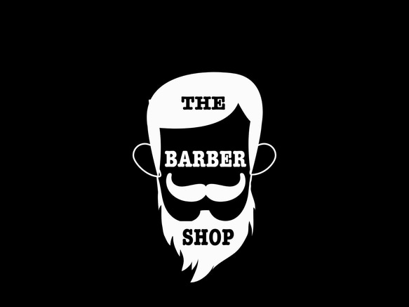 ジェントルマンなbarbershopロゴ 黒 shop名入れ無料