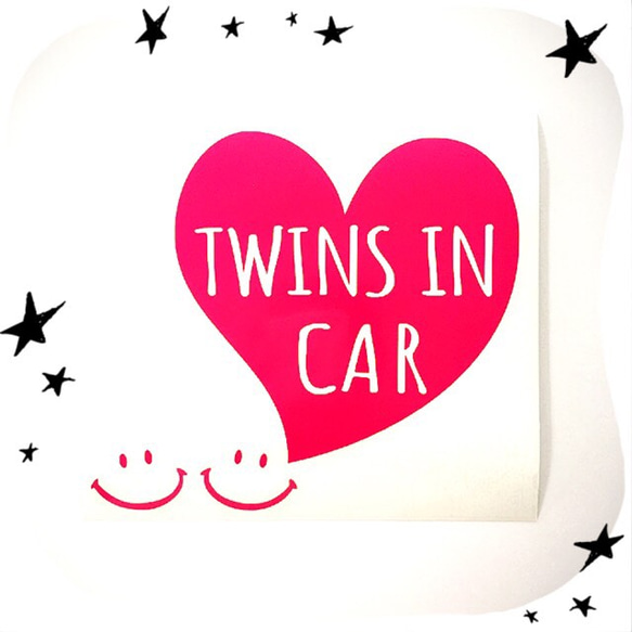 双子ちゃん用車用ステッカー TWINSINCAR ニコちゃん2つタイプ kidsincar ベイビーインカー マタニティ