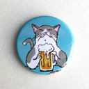 マグネット　猫がビール（スカイ）