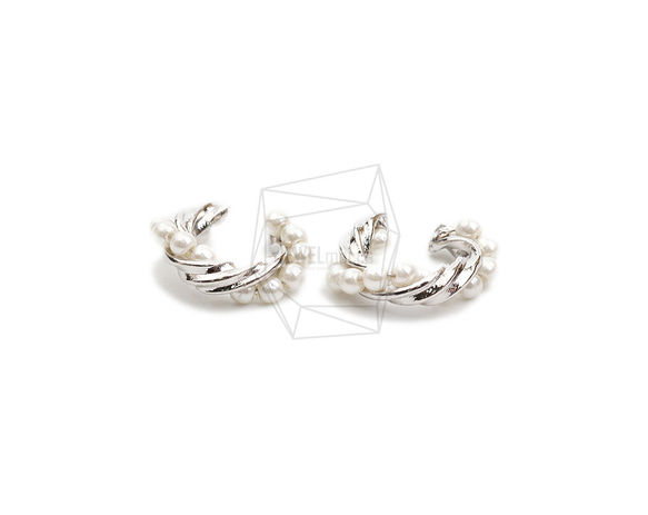 ERG-2076-R【2個入り】パールラウンドイヤーカフ/Pearl Round Earcuffs Earrings